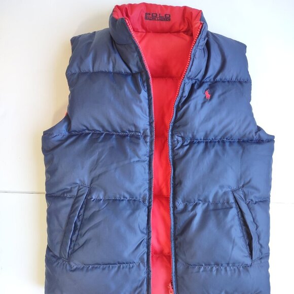 Polo Ralph Lauren Down Puffer Vest Logo Pony Reversible Red/Blue Youth Size 7 - Picture 9 of 10